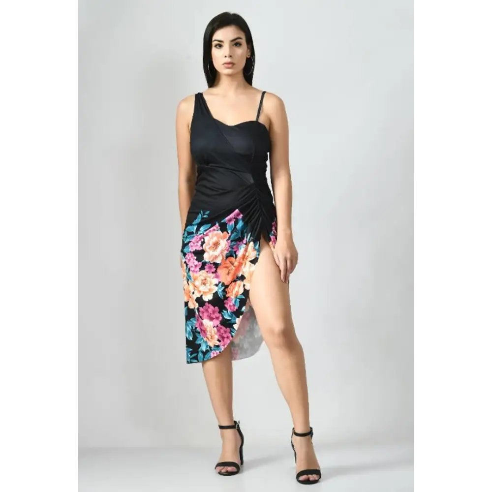 Floral Slit Dress Tunics Yoga stretchy