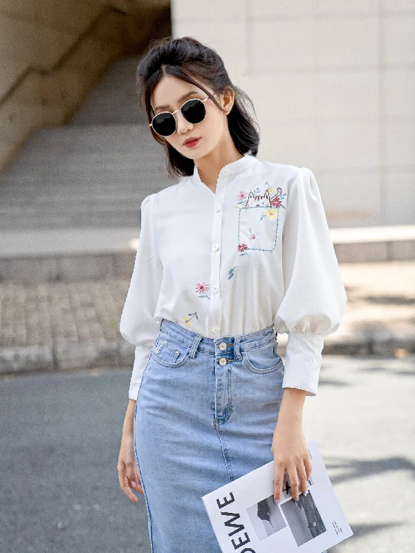 Solar Kitty Pocket Dress Shirt - Gu Fashion | Vietnam Fashion Style Cowl Neckline Elegant