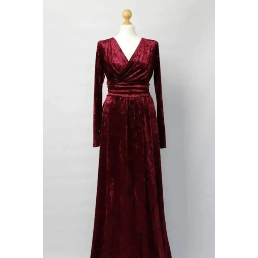 Stylish Maroon Long Velvet Dress For Women Tunics Top rated