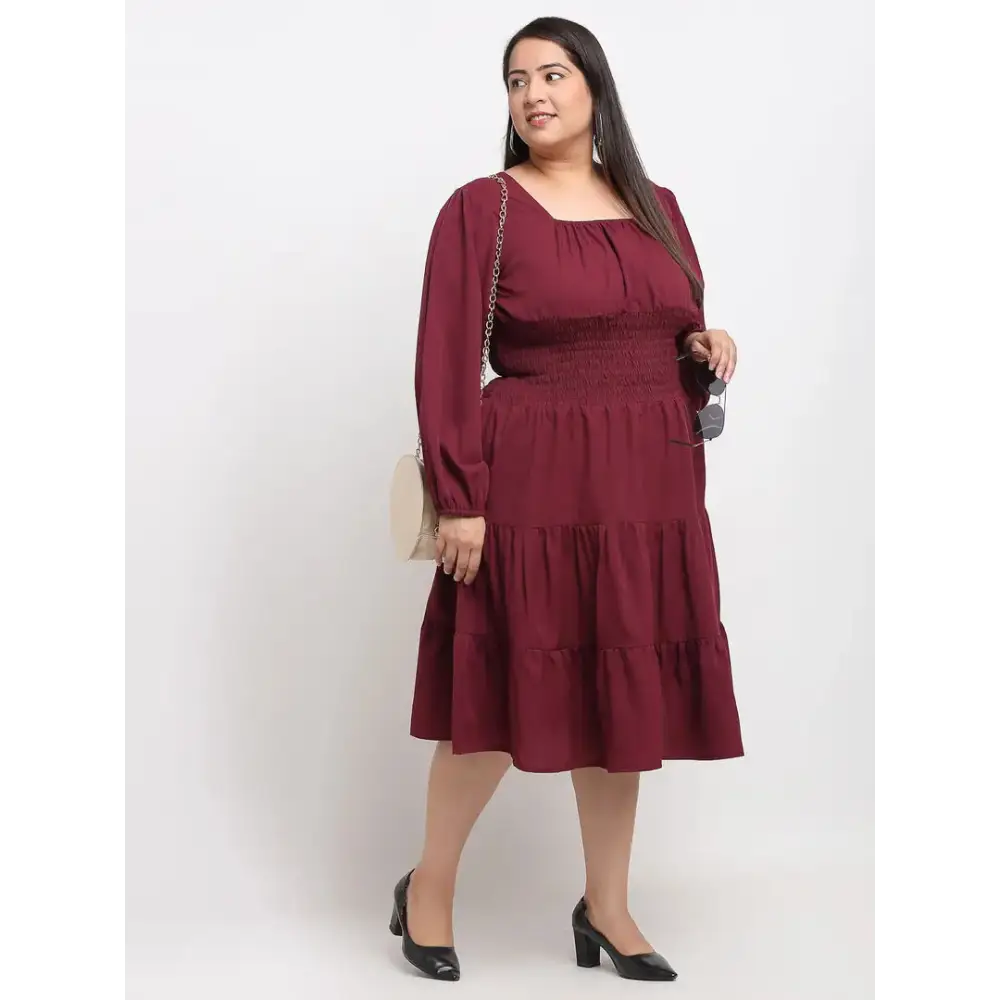 Stylish Maroon Crepe Solid Knee Length Dresses For Women Tunics Sophisticated sleek