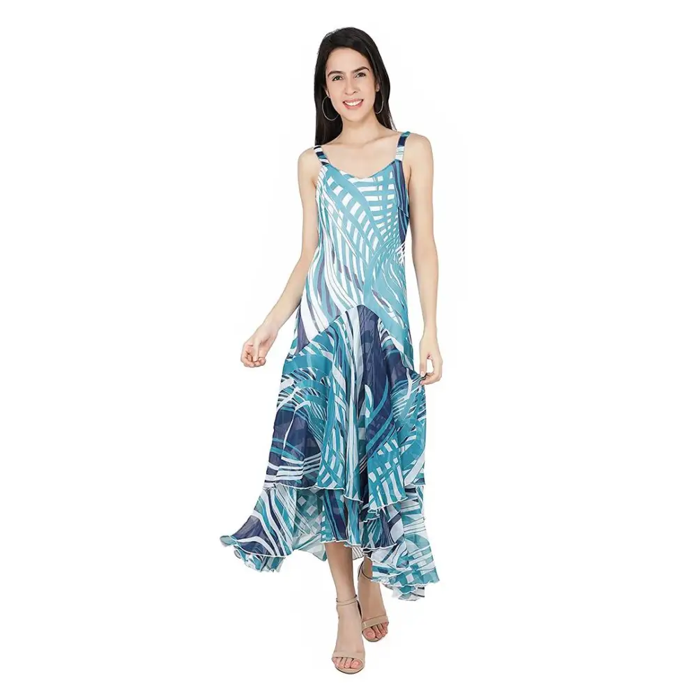 Reliable Poly Blend Printed Dress For Women Tunics Canvas sturdy