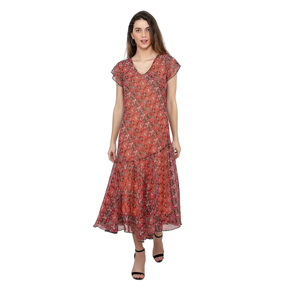 Reliable Poly Blend Printed Dress For Women Tunics Corduroy durable