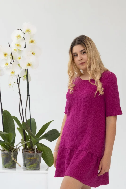 Pink midi cotton dress Tunics Versatile functional