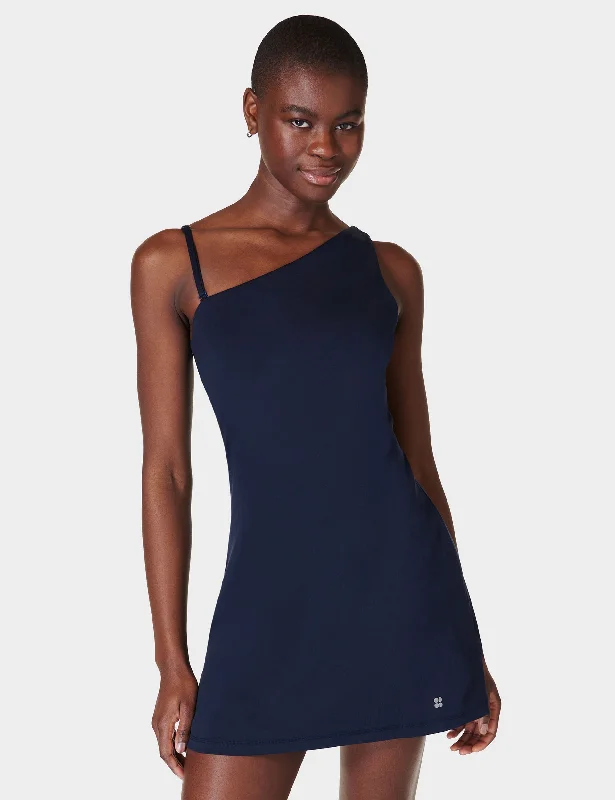 All Round Asymmetric Dress - Navy Blue Bodycon Club Sequined