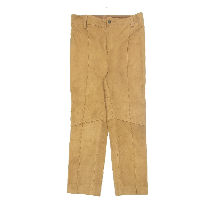 Suede Feel Brown Trousers W28 L25 Trousers Sale Discount