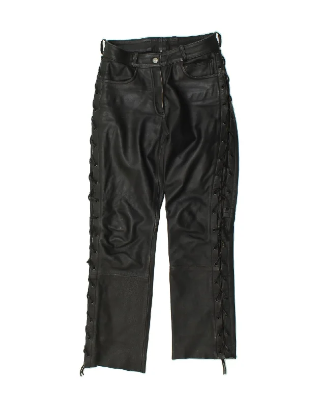 HIGHWAY 1 Womens Leather Trousers EU 38 Medium W28 L29  Black Leather Trousers Leather Faux