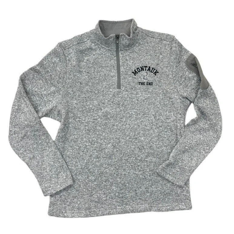 Adult Embroidered Charles River Montauk The End Anchor Logo 1/4 Zip-Up Pullover Square Neck Pullover