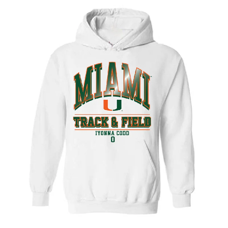 Miami - NCAA Women's Track & Field : Iyonna Codd - Classic Fashion Shersey Hooded Sweatshirt Zip Hoodie Drawstring Kangaroo Pocket