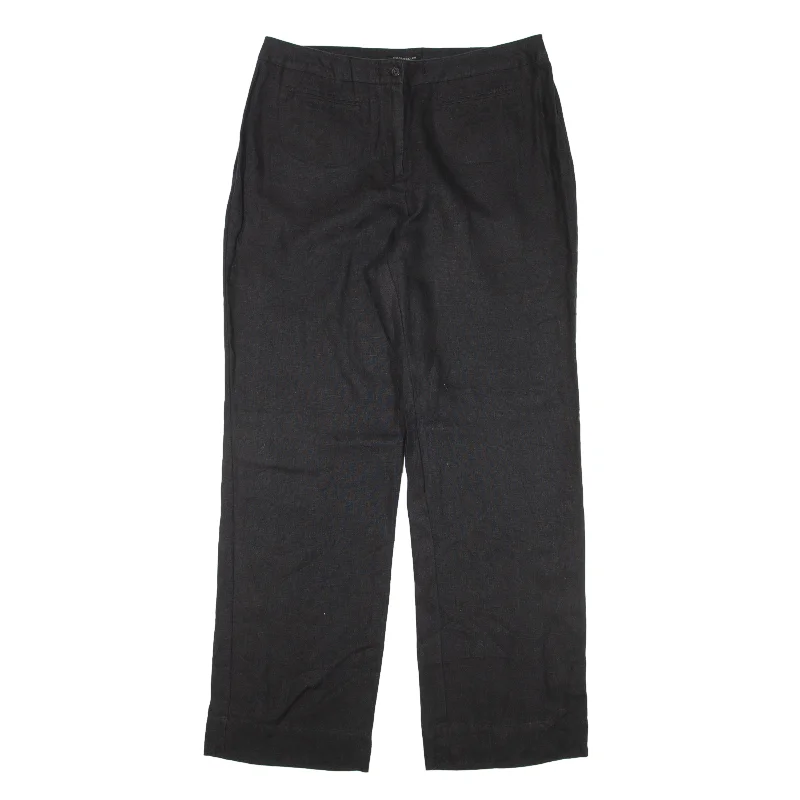 CHARTER CLUB Y2K Trousers Black Relaxed Straight Linen Womens W34 L31 Trousers Denim Distressed