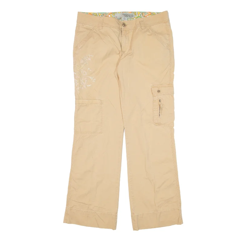 GUESS Floral Cargo Y2K Trousers Beige Relaxed Bootcut Womens W32 L32 Trousers Striped Patterned