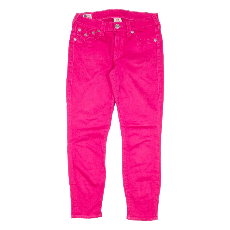 TRUE RELIGION Brooklyn Trousers Pink Slim Tapered Womens W28 L27 Trousers Chinos Classic