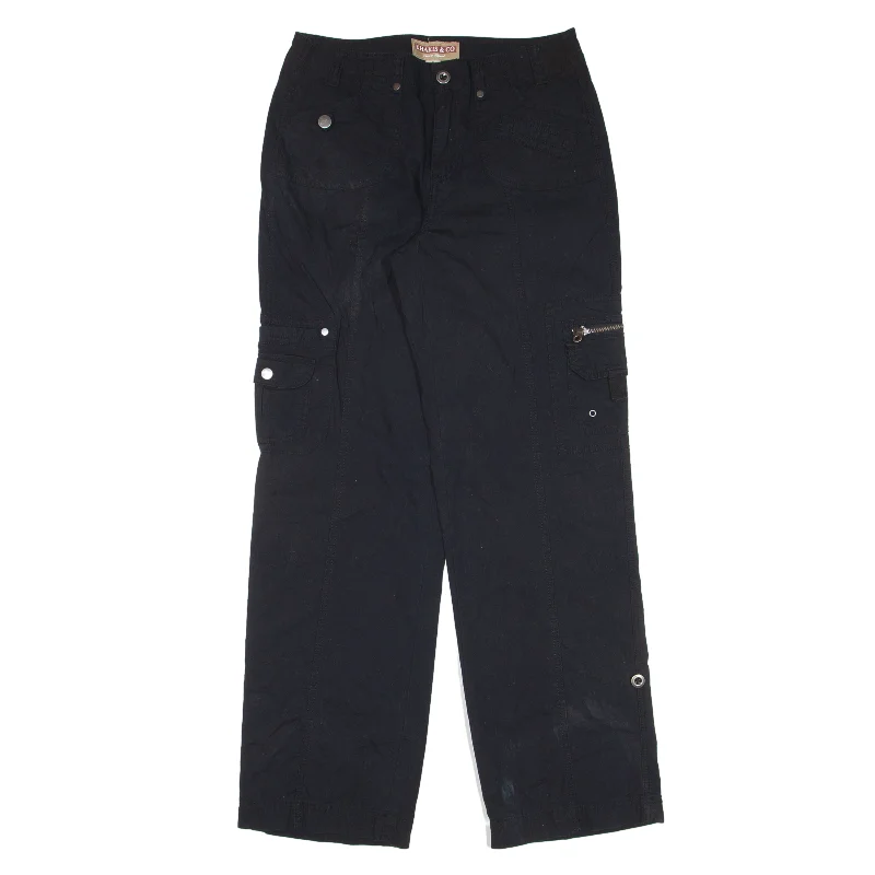 KHAKIS & CO Cargo Y2K Trousers Black Regular Straight Womens W28 L31 Trousers High Rise Slim Fit