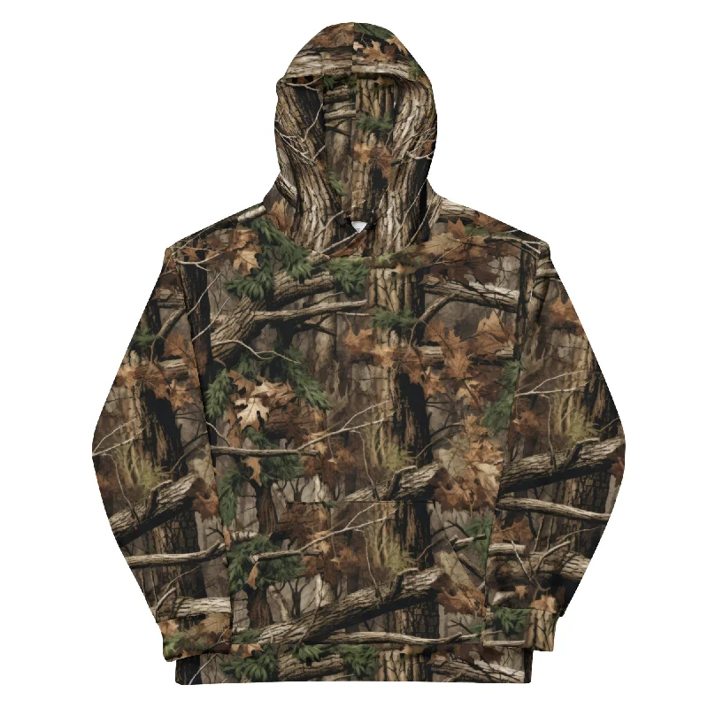 Oak Woodland StealthBlend Camouflage Hoodie Hoodie with Applique Textured Unique