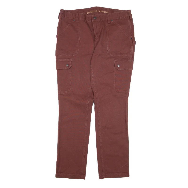 DULUTH TRADING Cargo Y2K Trousers Maroon Slim Straight Womens W32 L31 Trousers Tapered Slim Fit