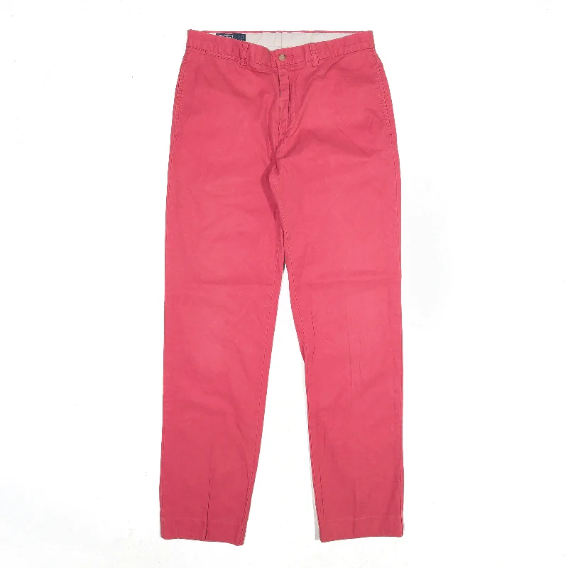 POLO RALPH LAUREN Preppy Chino Trousers Pink Regular Tapered Womens W30 L31 Trousers Fleece Cozy