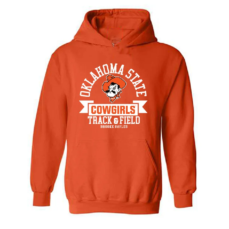 Oklahoma State - NCAA Women's Track & Field : Brooke Bayles - Classic Fashion Shersey Hooded Sweatshirt Hoodie with Monochrome Minimalist Simple