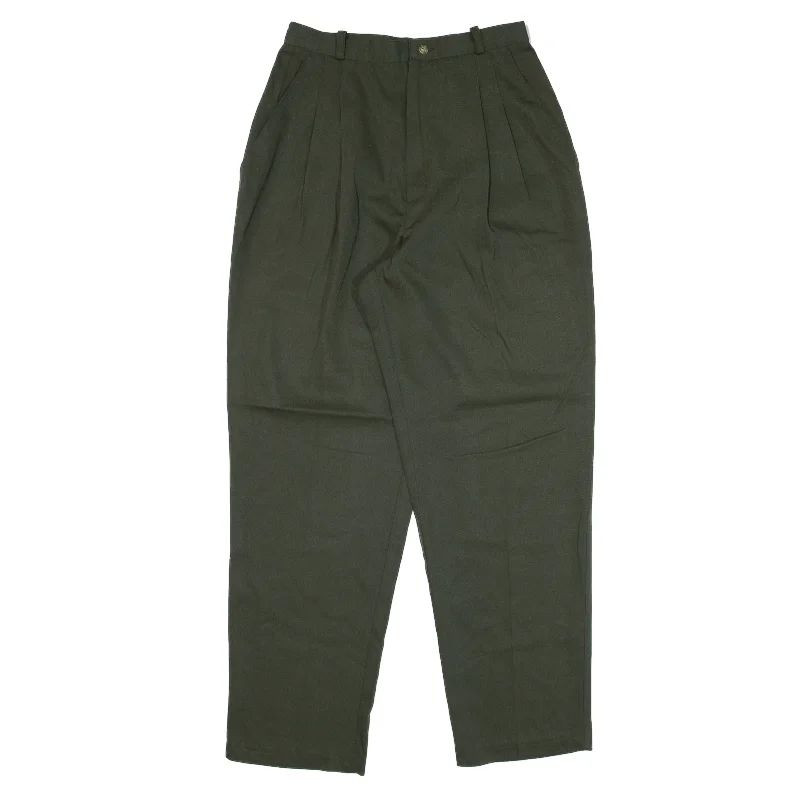 KATHIE LEE COLLECTION Pleated Trousers Green Loose Tapered Womens W24 L27 Trousers Formal Black