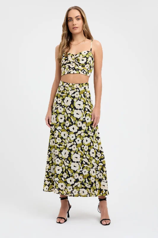 Paula Long Line Skirt silk skirt lustrous