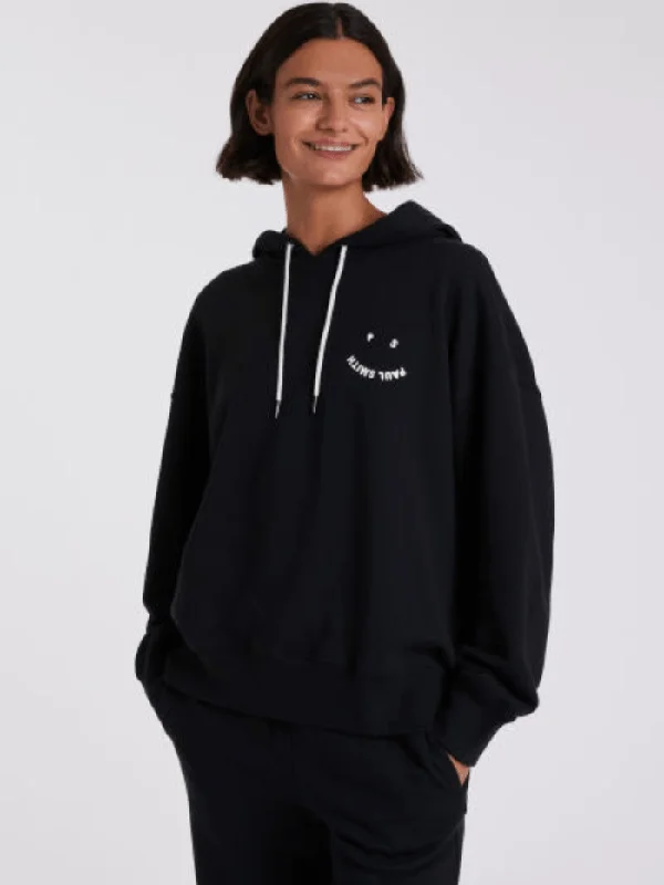 Paul Smith Black Smiley Happy Hoodie Top W2R-226VE-K21169-79 L21169 Hoodie with Hem Patch Decorative Personalized