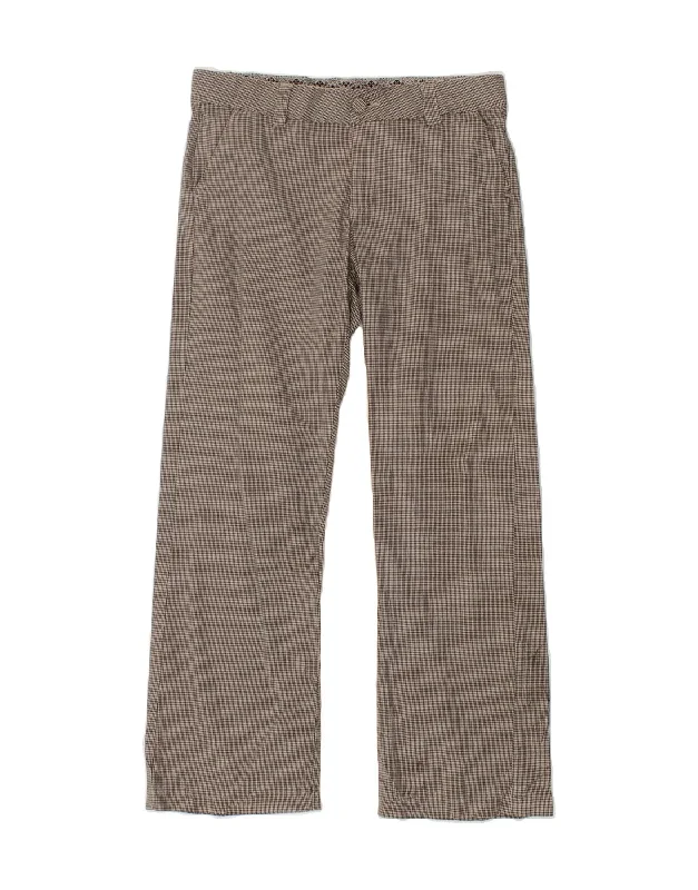 LEE Womens Bootcut Chino Trousers US 12 Large W34 L30 Grey Houndstooth Cropped Trousers Casual Linen