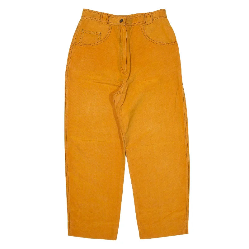 GIANFRANCO Trousers Orange Relaxed Straight Silk Womens W24 L23 Trousers luxurious premium