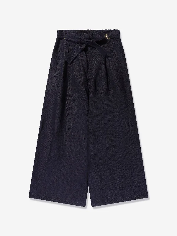 Chloé Girls Linen Trousers in Navy Trousers practical durable