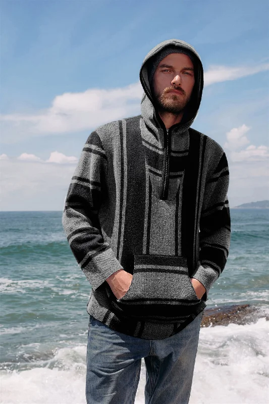 Men's Hoodie Sweater Quarter Zip Stylish Cable Knit Pullover Sweater Tapered Sleeve Pullover