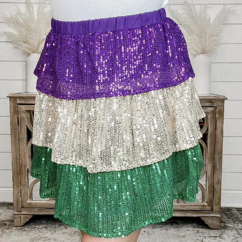 Let Your Happy Shine Sequin Multi Skirt button skirt front