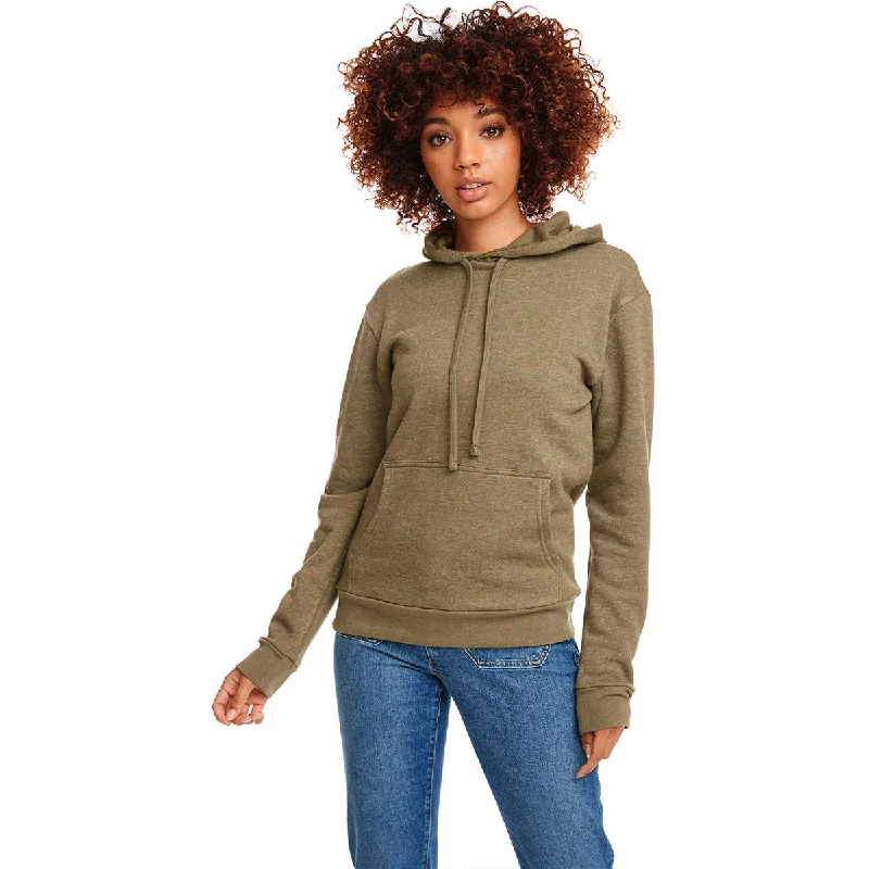 Next Level Unisex Heather Militry Green Classic PCH Pullover Hooded Sweatshirt Mock Neck Pullover