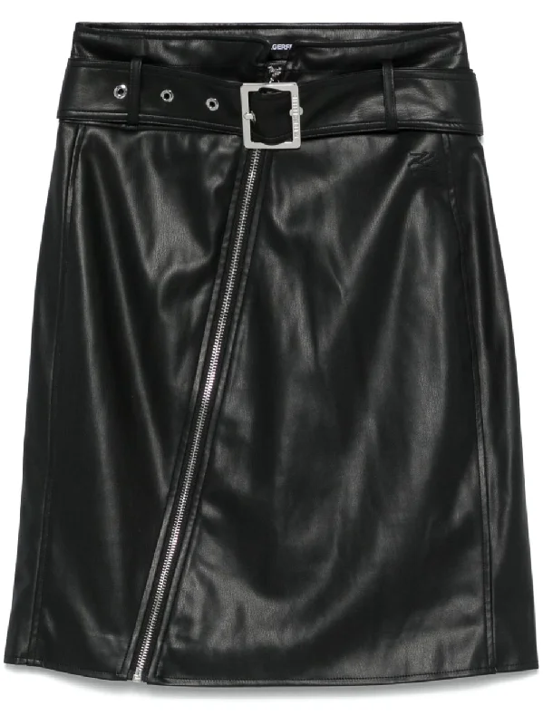 KARL LAGERFELD FAUX-LEATHER BIKER SKIRT breathable skirt fabric