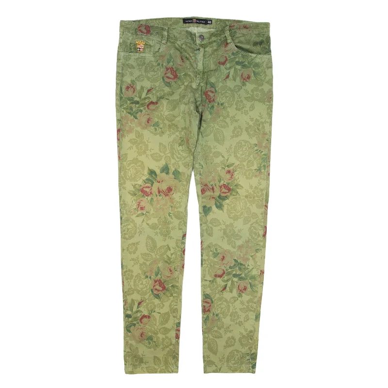 MARINA MILITARE Floral Trousers Green Slim Tapered Womens W34 L31 Trousers New Arrival