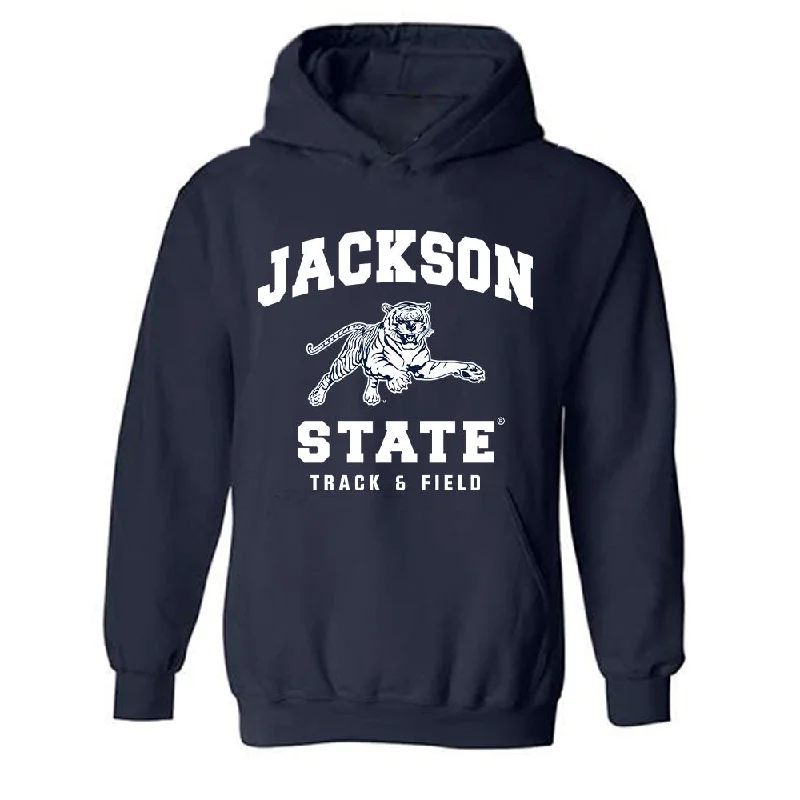 Jackson State - NCAA Women's Track & Field : Callie Calicut - Hooded Sweatshirt Hoodie with Magnetic Closure Innovative Modern