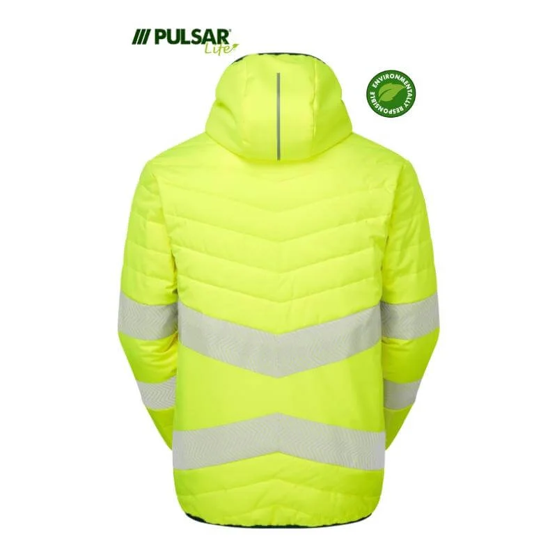 PULSAR Life Ladies Insulsated Reversible Hi Vis Waterproof Puffer Jacket LFE962 A-Line Jacket Boat Neck Shawl Collar