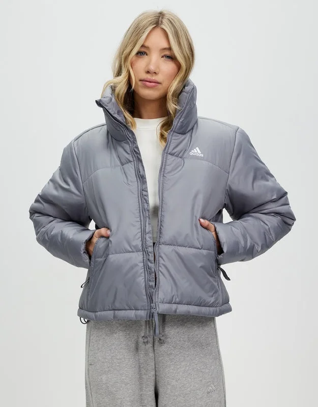 ADIDAS BSC INSULATED JACKET - WOMEN - GREY Front Pockets Side Pockets Patch Pockets