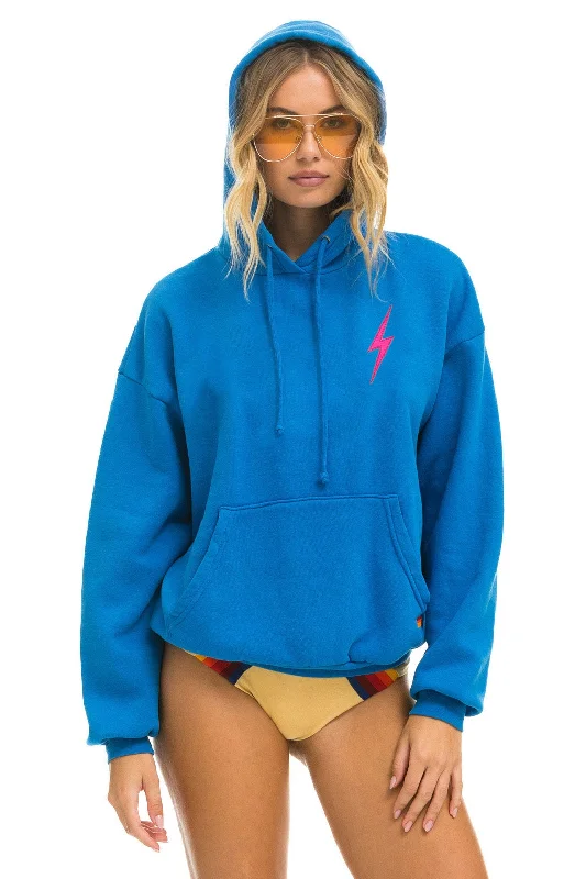 BOLT STITCH PULLOVER HOODIE RELAXED - OCEAN // NEON PINK Thin Wool Pullover