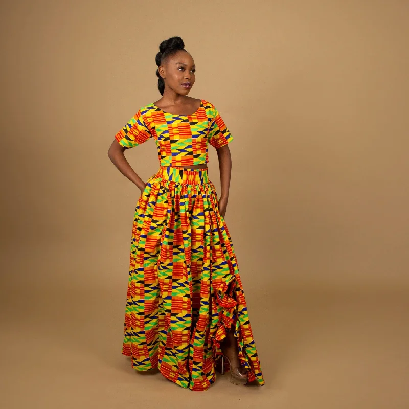 Efya Kente Top and Maxi Skirt Set corduroy skirt durable