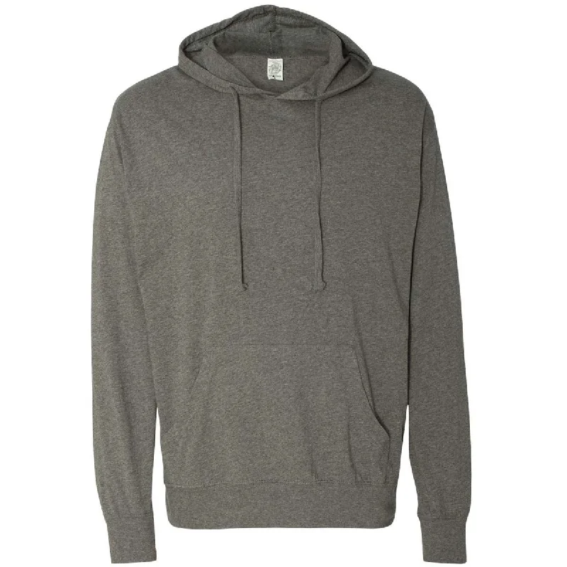 Independent Trading Co. Unisex Gunmetal Heather Lightweight Hooded Pullover T-Shirt Keyhole Neck Pullover