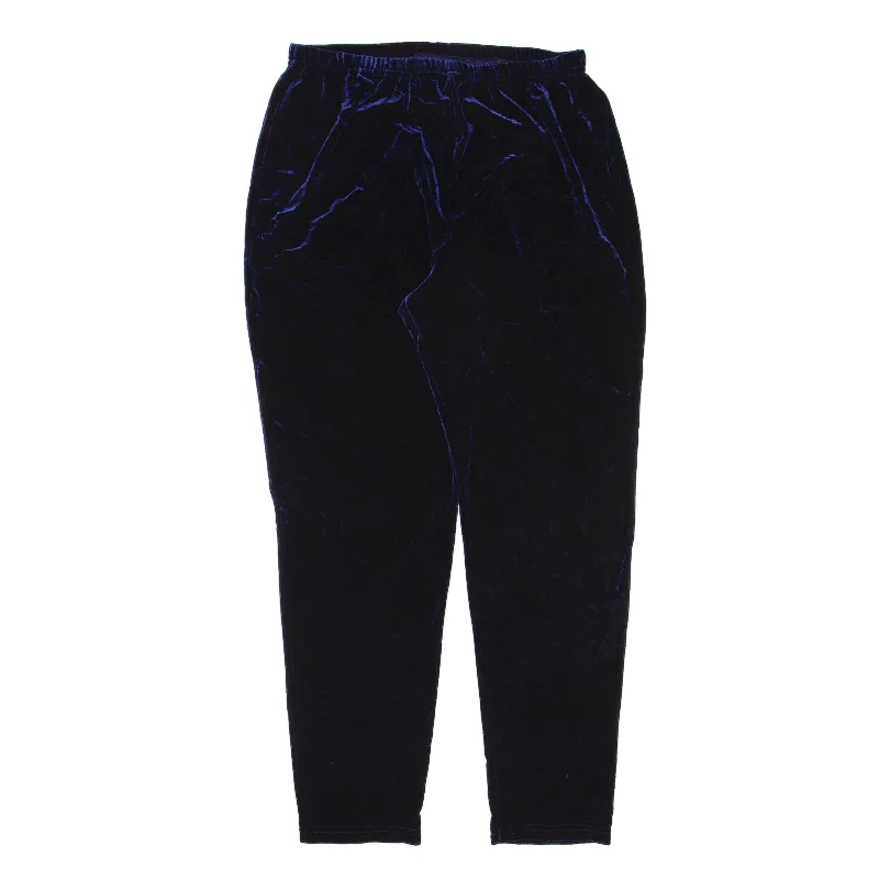 KATHIE LEE COLLECTION Velvet Trousers Blue Regular Mom Womens W28 L28 Trousers Yoga Stretchy