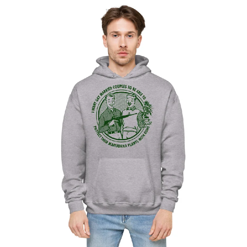 I Want Gay Married Couples To Protect Their Marijuana Plants With Guns Unisex fleece hoodie Hoodie with Bell Sleeves Flared Feminine