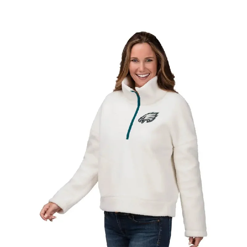 GIII Women Philadelphia Eagles Jacket (White) Zippered Jacket Buttoned Jacket Snapped Jacket