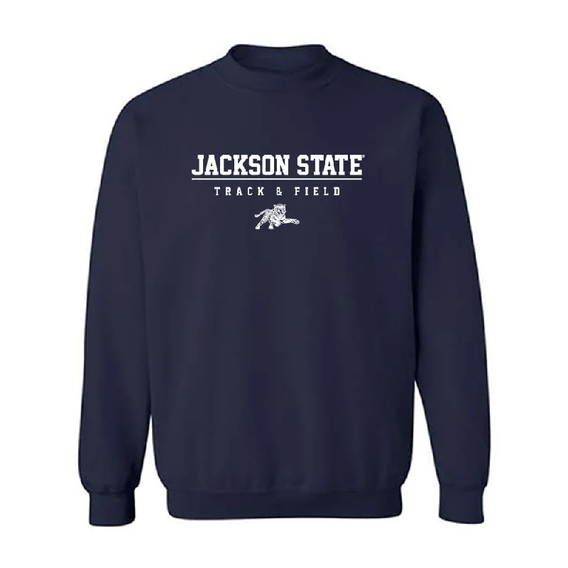 Jackson State - NCAA Women's Track & Field : Callie Calicut - Classic Shersey Crewneck Sweatshirt Hoodie with Hem Contrast Bold Stylish