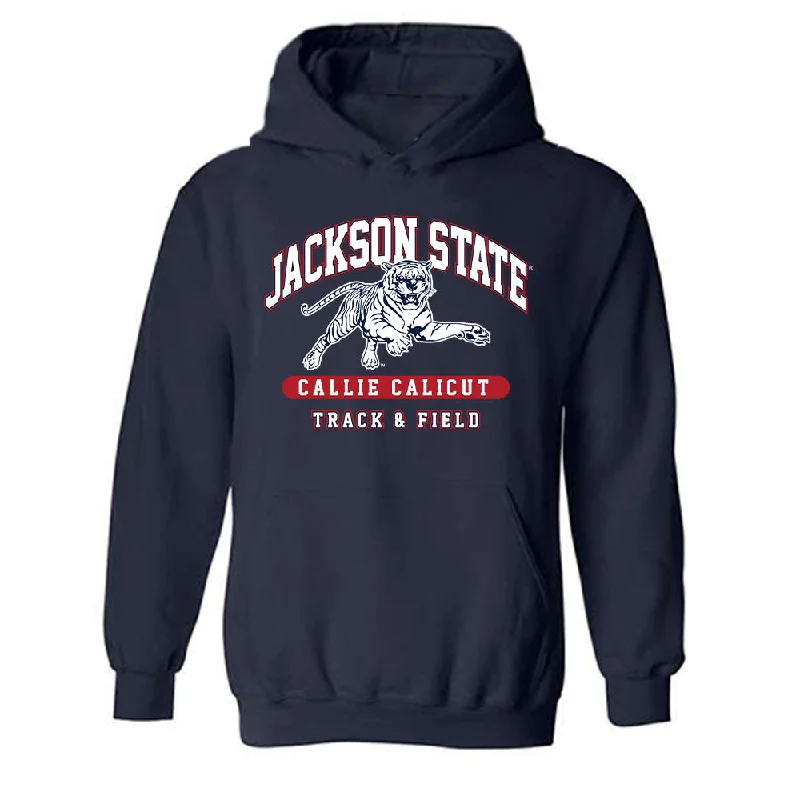 Jackson State - NCAA Women's Track & Field : Callie Calicut - Classic Fashion Shersey Hooded Sweatshirt Hoodie Crop Top Short Trendy