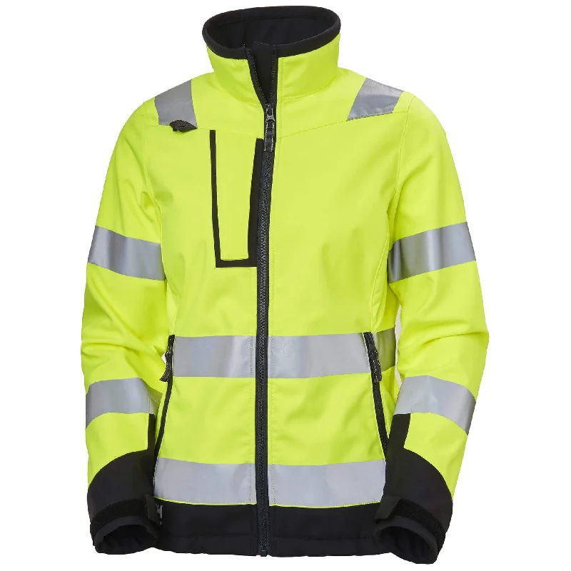 Helly Hansen Womens Luna Hi Vis Softshell Jacket - 74098 Notch Collar Peter Pan Collar Cowl Neck