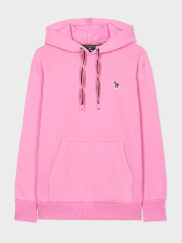 Paul Smith Zebra Motif Pink Hoodie W2R-181VB-E20616-23 Hoodie with Hem Raw Edge Edgy Unfinished