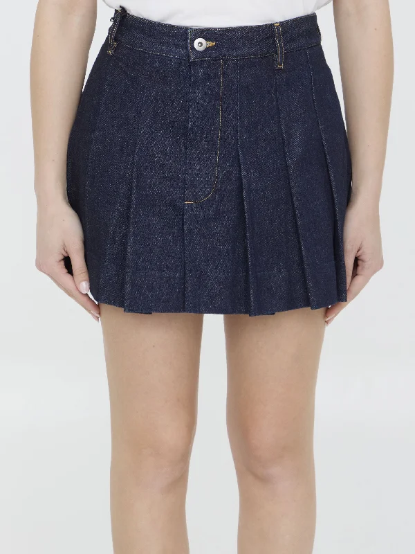 Pleated Denim Skirt velvet skirt plush