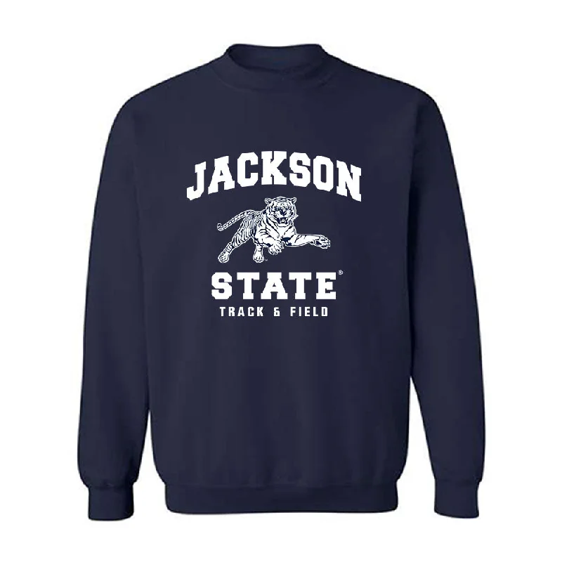 Jackson State - NCAA Women's Track & Field : Callie Calicut - Crewneck Sweatshirt Hoodie with Velcro Closure Adjustable Secure