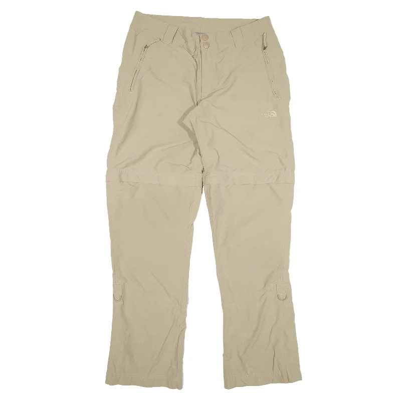 THE NORTH FACE Detachable legs Trousers Beige Regular Straight Nylon Womens W32 L31 Trousers Elastic Waist Soft