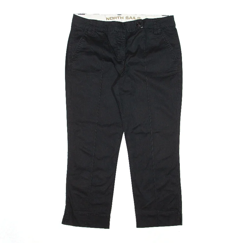 NEW SAILS Cropped Black Trousers W30 L23 Trousers Corduroy Warm