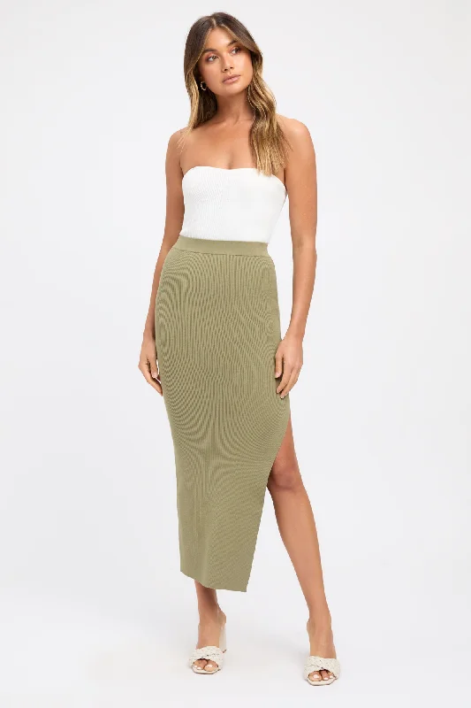 Lola Split Midi Skirt linen skirt breathable