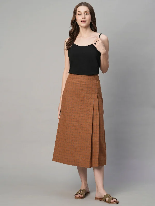 Women's Rust Cotton Linen Regular Fit Skirt cashmere skirt soft